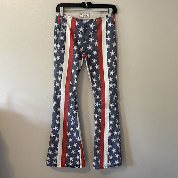 Free People We The Free Stars And Stripes Flare Jeans Sz 26. - Picture 8 of 16